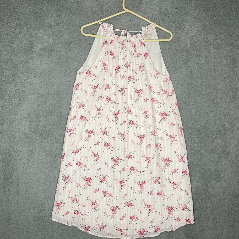 Loft womens floral polka dot trapeze dress tie back coquette fairy girly M